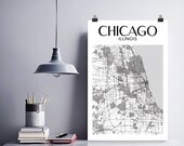 Chicago Poster, Chicago Art, Chicago Print, Chicago Map, Chicago Gift, Chicago Illinois Map Print, Chicago, Chicago City, Chicago Wall Art