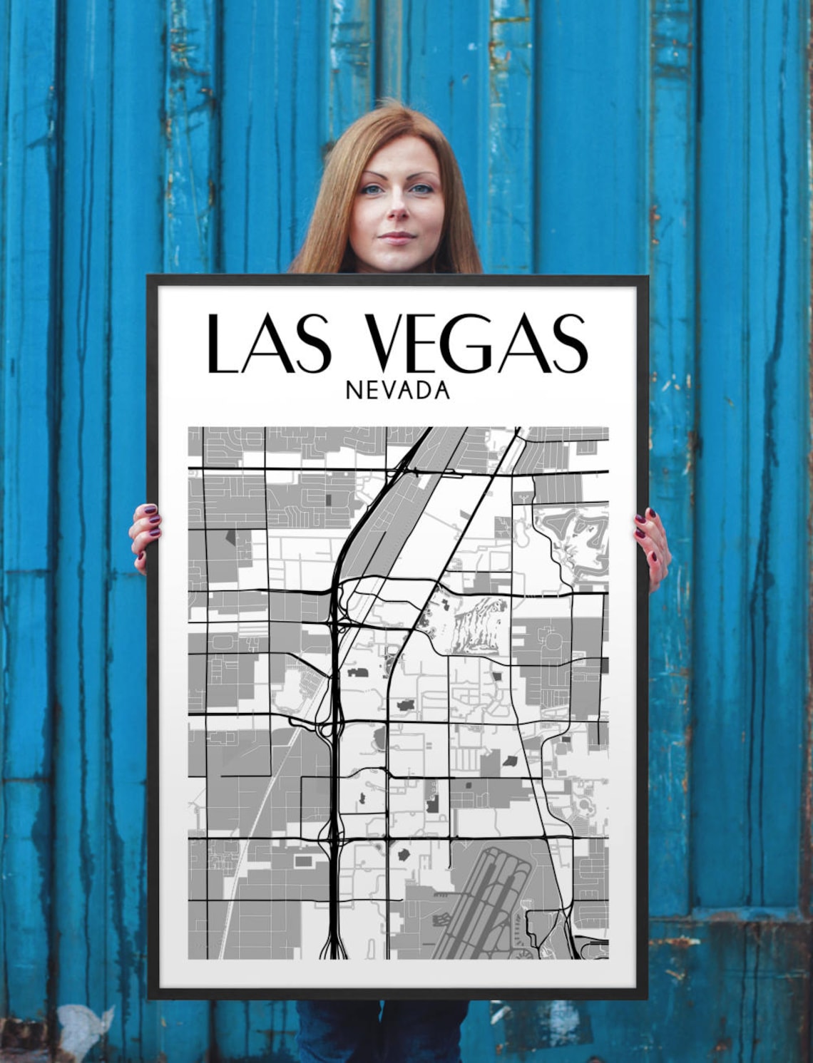 Las Vegas Map Poster Las Vegas Framed Poster Las Vegas Wall Etsy