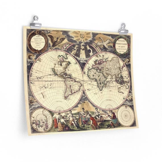 World Map Old World Map Poster Old Maps Vintage Maps Etsy