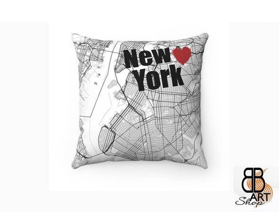 New York Pillow New York Decor Throw New York State Map Throw Pillow Cover