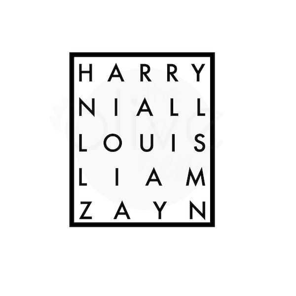 One Direction Members SVG File - Instant Download