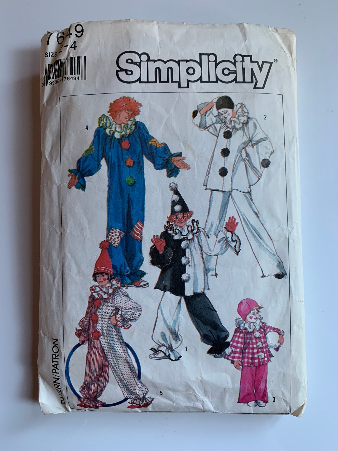Vintage kids Pierrot costume pattern Etsy