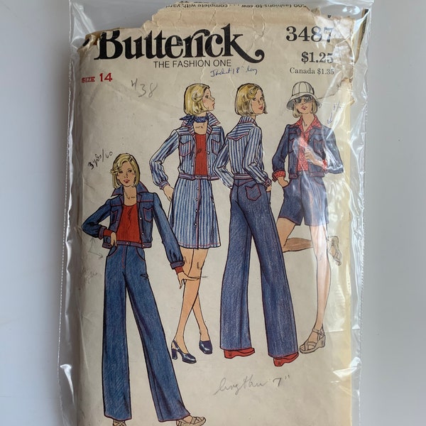 70er Jahre Jeans und Jeansjacke Muster