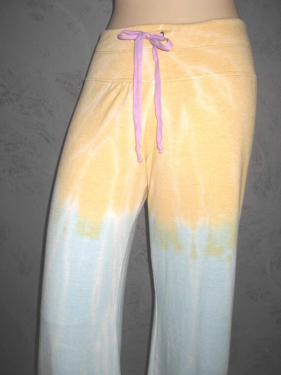 Claire Pettibone Luxury Lingerie Lounge Wear PJ Yoga Long Pant & Top Tie Dye Festival S Soft New Unworn Striking Earth Element Ombre Fade View 5