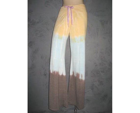 Claire Pettibone Luxury Lingerie Lounge Wear PJ Yoga Long Pant & Top Tie Dye Festival S Soft New Unworn Striking Earth Element Ombre Fade