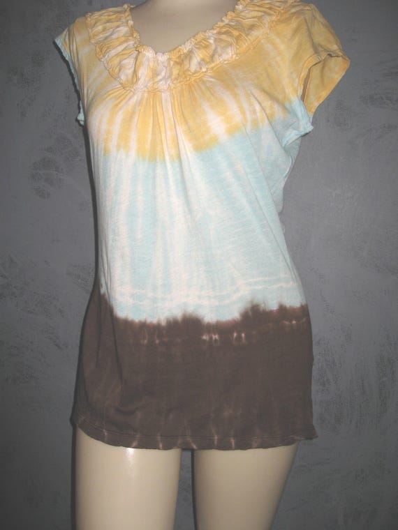 Claire Pettibone Luxury Lingerie Lounge Wear PJ Yoga Long Pant & Top Tie Dye Festival S Soft New Unworn Striking Earth Element Ombre Fade View 2