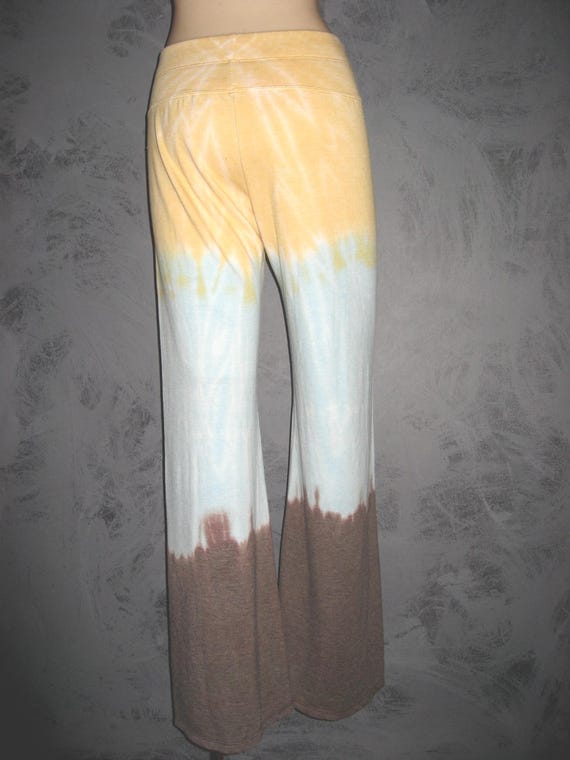 Claire Pettibone Luxury Lingerie Lounge Wear PJ Yoga Long Pant & Top Tie Dye Festival S Soft New Unworn Striking Earth Element Ombre Fade View 3