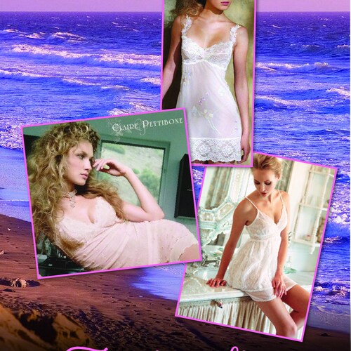 Claire Pettibone Luxury Lingerie shops Set Cami Ivory Lace Peach Contrast Bella L Made in LA New Unworn Rare Babydoll Boudoir Dotted Swiss Pin Up