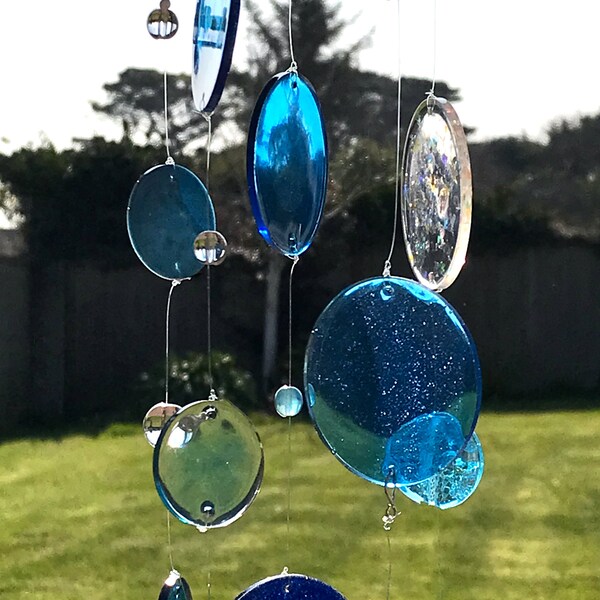 Pretty Light Catching Suncatcher - Garden, Conservatory, Window Hanging. Resin and Beads. Stained Glass Effect