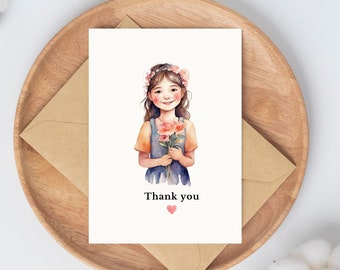 Thank you Printable card for Mom Thanks giving card Cute watercolor cards for thanks giving Digital card Appreciation card Floral Favor card