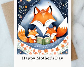 Mother's Day Card Printable Cute for New mom Nursery Card Instant Download Woodland Fox Mom card Cute Mother's Day Greeting Card