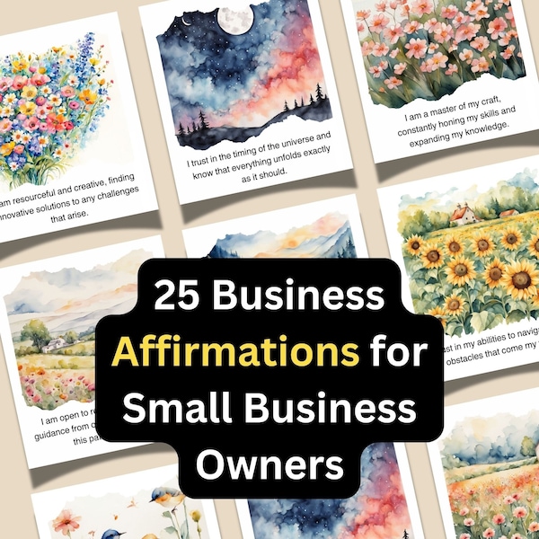 25 Small Business Affirmations Printable for Positive Mindset Office Decor Quotes for Small Businesses Work Desk Artwork Prints Gifts