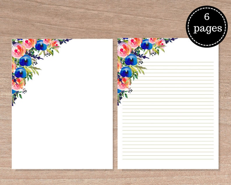 letter writing paper printables letter paper 85 x 11 in etsy
