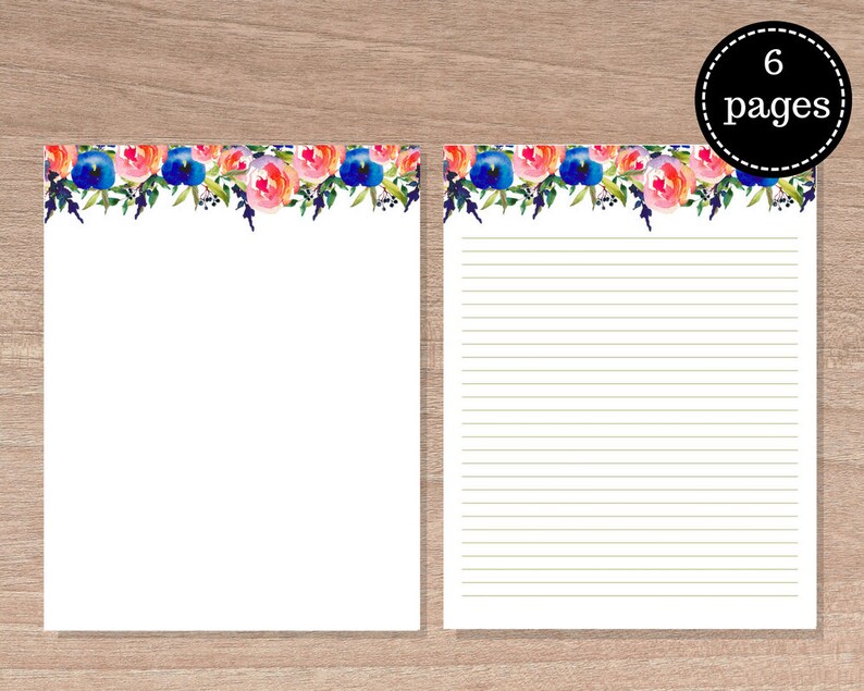 letter writing paper printables letter paper 85 x 11 in etsy