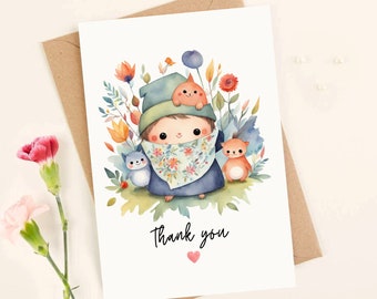 Kids Thank you Printable card for Mom Thanks giving card Cute cards for Teacher Appreciation Digital card Appreciation card Nursery card