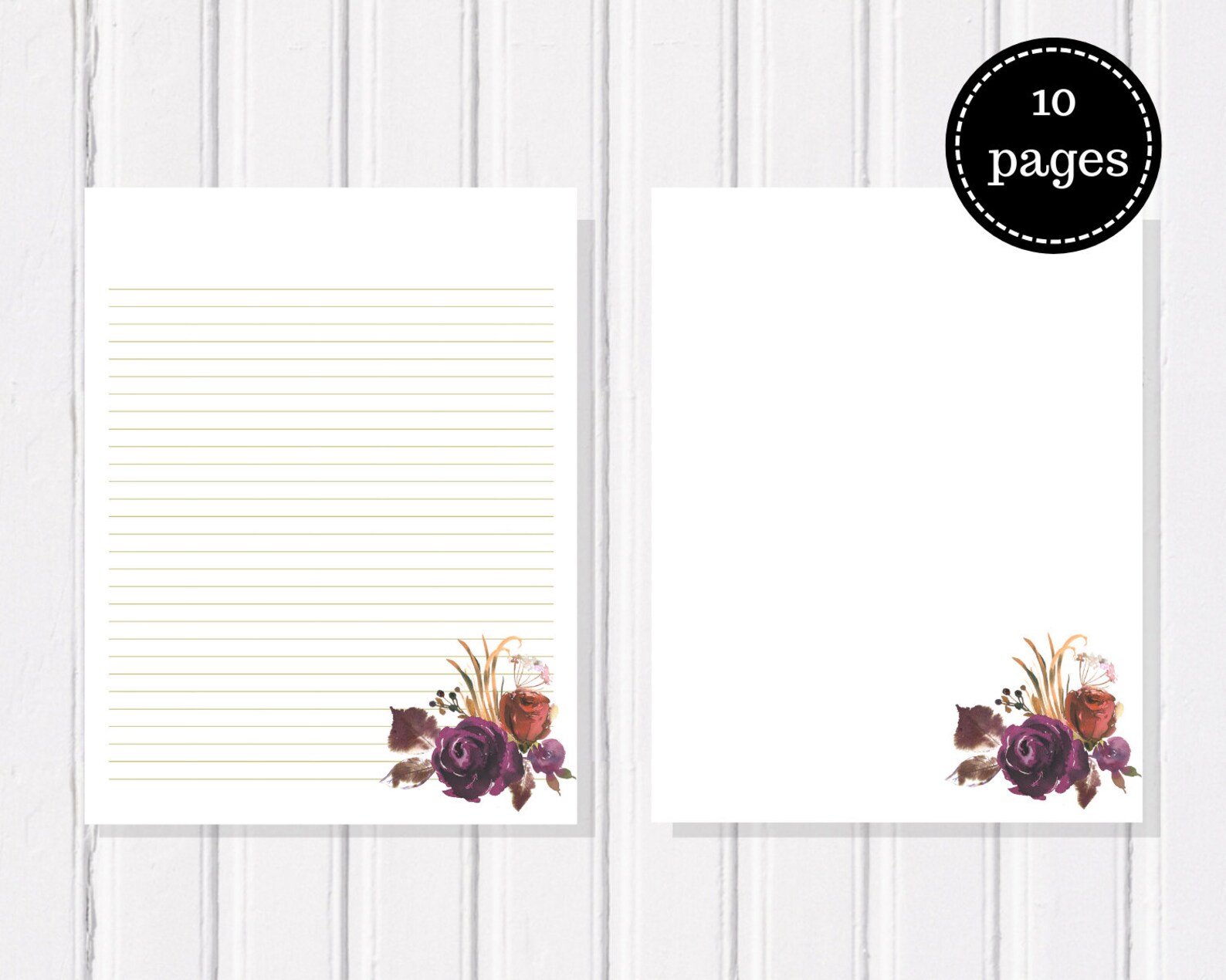 Printable Stationery Set Boho Floral Stationary for House | Etsy