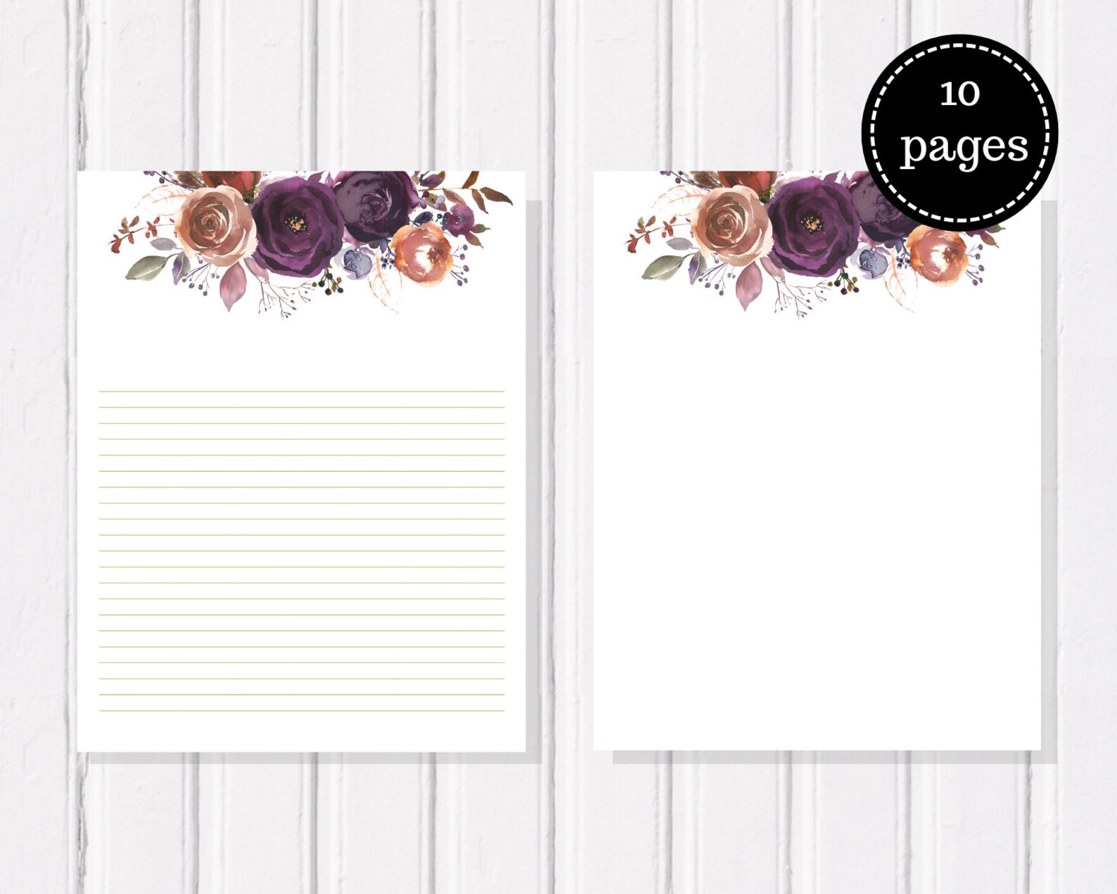 Printable stationery set Boho Floral Stationary for House | Etsy