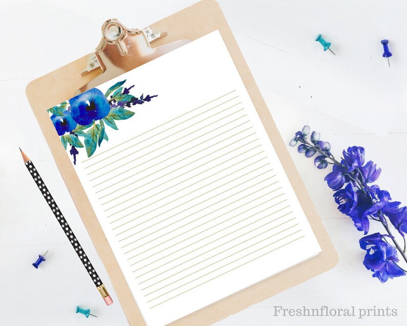 floral writing paper printables letter paper 85 x 11 in etsy