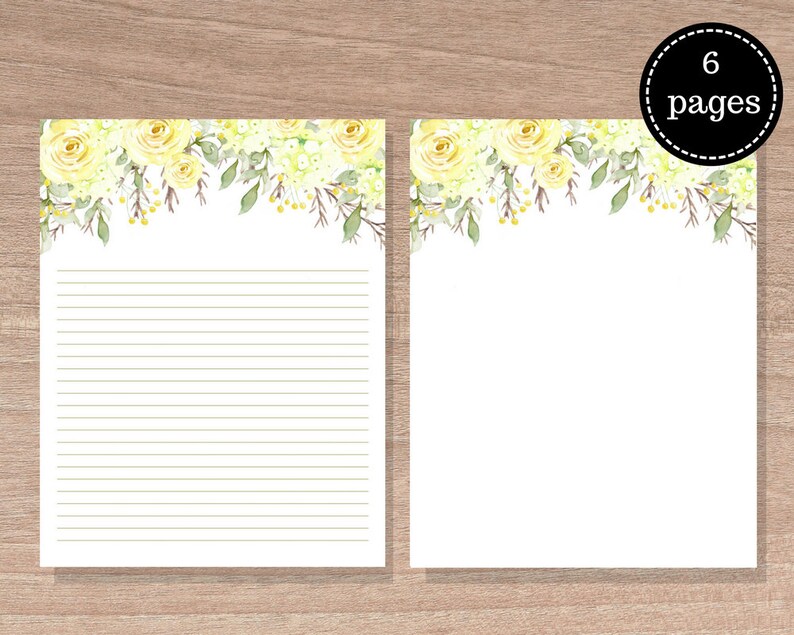floral writing paper printables letter paper 85 x 11 in etsy