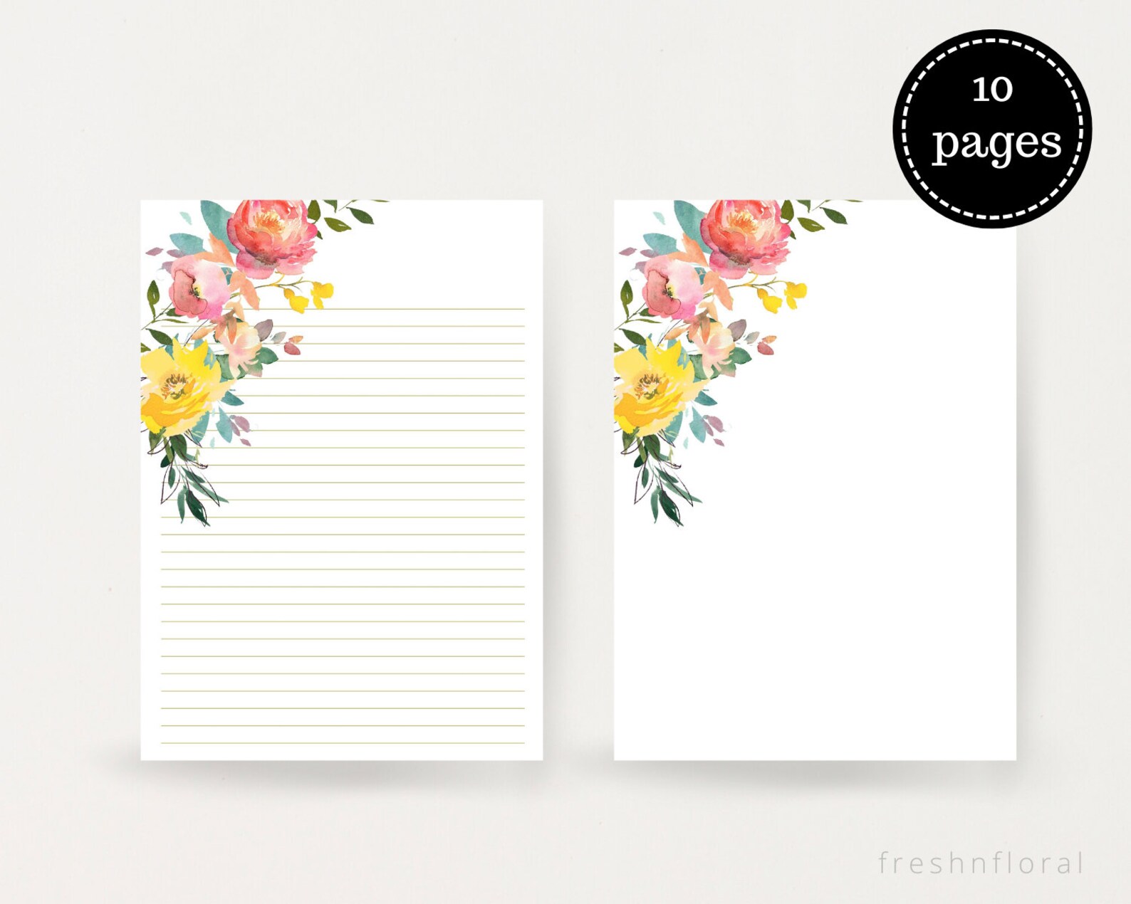 Spring Floral Notepad Digital Printable A5 stationery Mini | Etsy