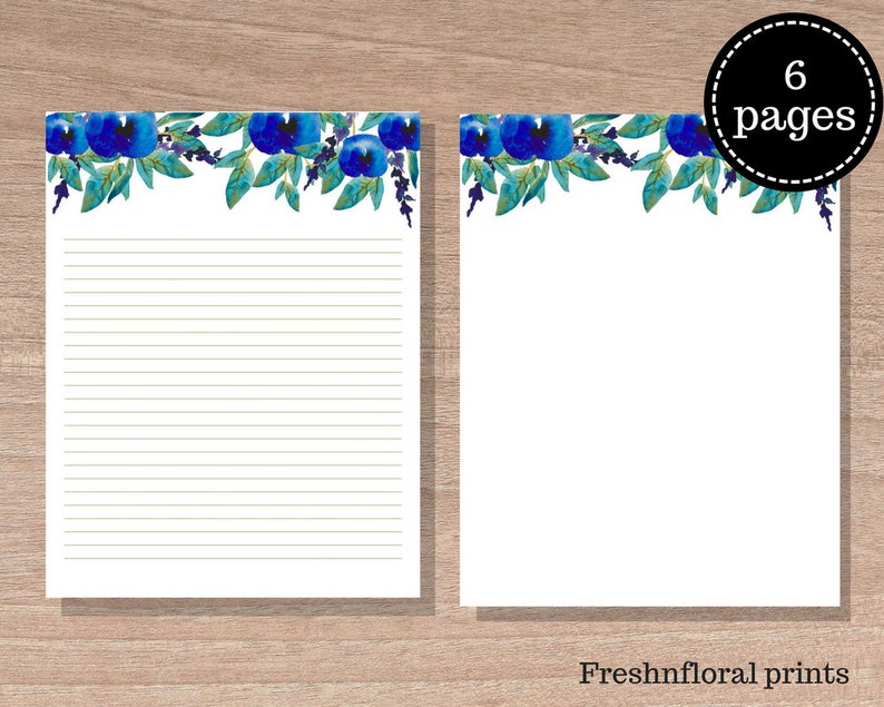floral writing paper printables letter paper 85 x 11 in etsy