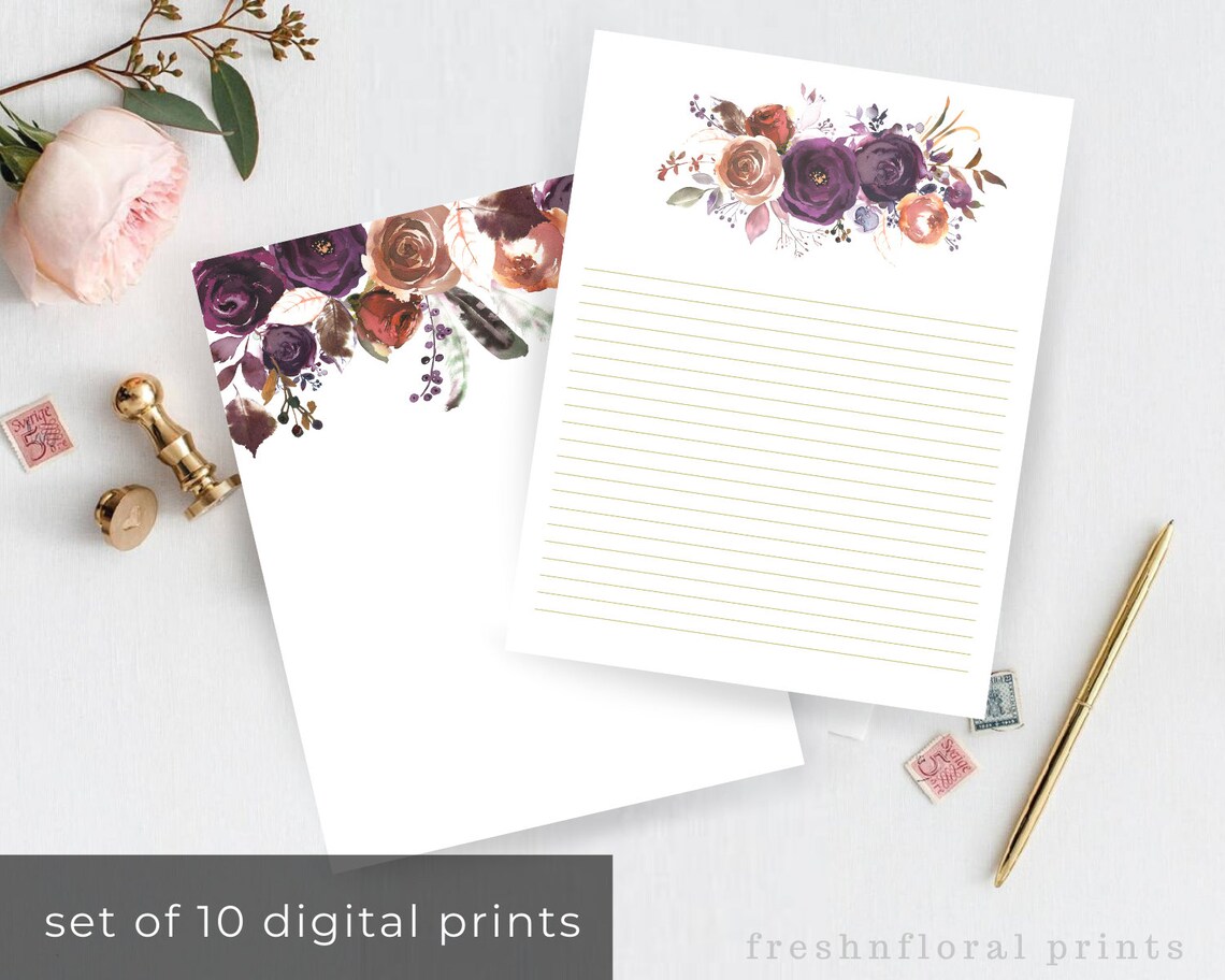 Printable Stationery Set Boho Floral Stationary for House | Etsy