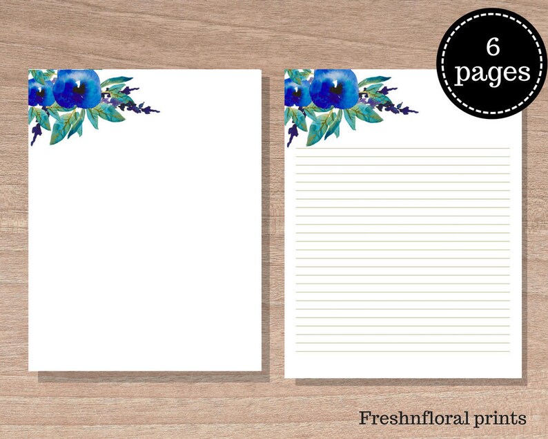 floral writing paper printables letter paper 85 x 11 in etsy
