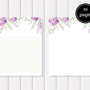 Purple Stationery Set Printable Page Letter Paper PDF - Etsy