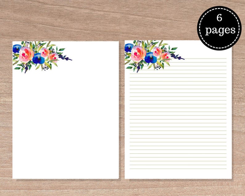 letter writing paper printables letter paper 85 x 11 in etsy