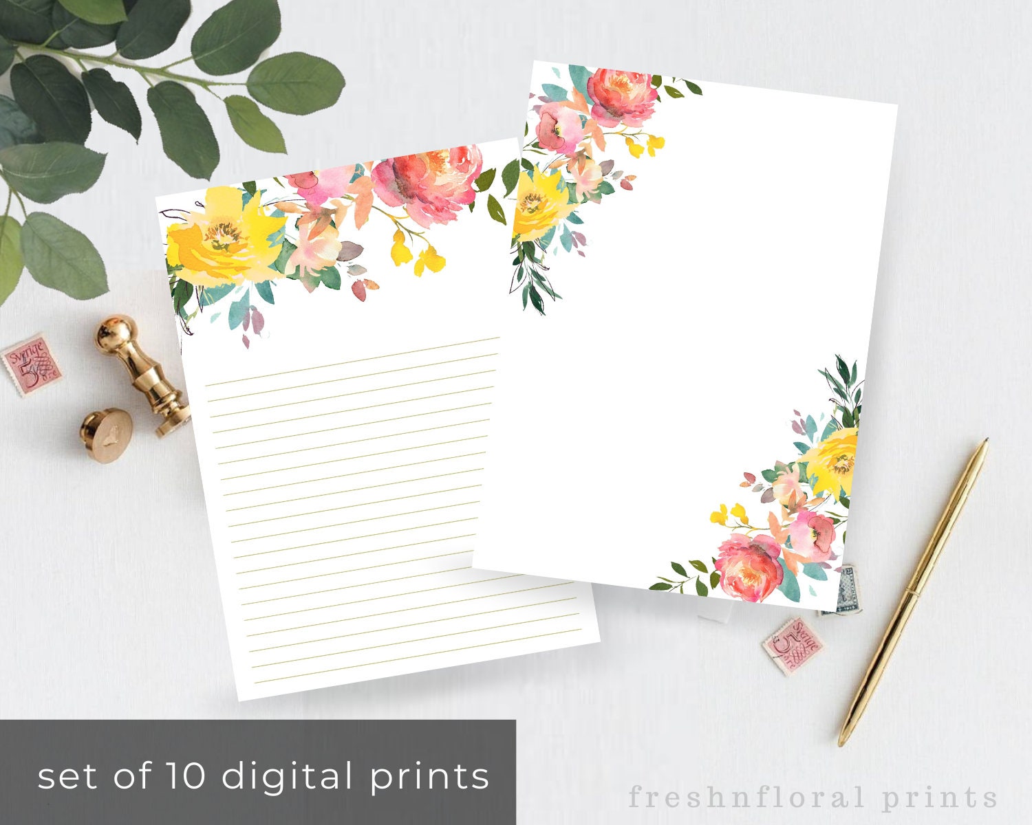 Spring Floral Notepad Digital Printable A5 stationery Mini | Etsy
