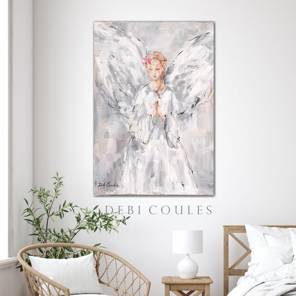 Shabby Chic Heavenly Angel by Debi Coules Fine Art Canvas Print Romantic Cottage Modern  FarmhouseAngel