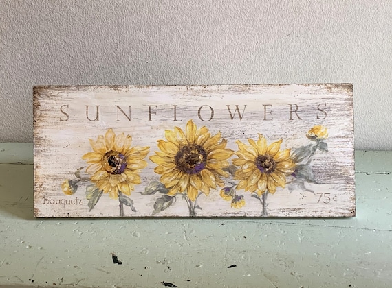 Sunflower Kitchen Decor Summer Decor Blessed Thankful Wooden