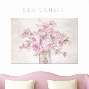 Shabby Chic "pink Peonies" Canvas Giclee Print Romantic Original by ...