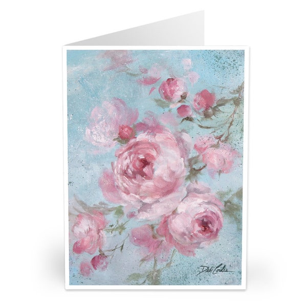Shabby Chic Winter Roses Notecards Heavy Stock Original Debi Coules Art Set of 5