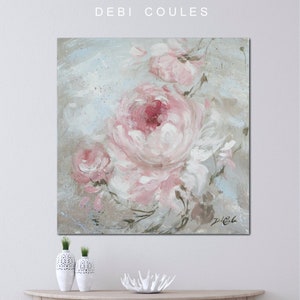 Shabby Chic Modern Roses Floral Romantic French Canvas Print Blush by Debi Coules