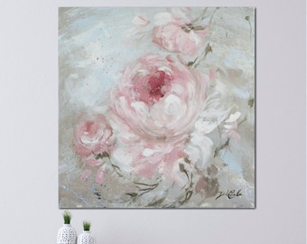 Shabby Chic Modern Roses Floral Romantic French Canvas Print Blush by Debi Coules