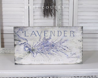 French Lavender Wood Sign | Shabby Chic Farmhouse Wall Art