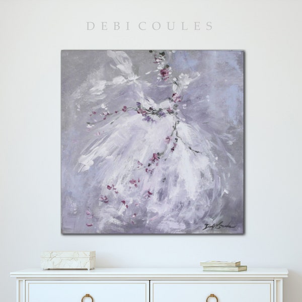 Shabby Chic Tutu Ballet Roses Painting Giclee Canvas Print Romantic Cottage  by Debi Coules