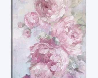 Peony Flowers Giclee Canvas Print: Shabby Chic Wall Art by Debi Coules