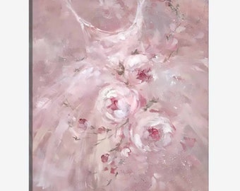 Shabby Chic Romantic "Rose Dance l" Canvas Giclee Print by Debi Coules