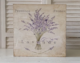 French Lavender Wood Sign: Rustic Cottage Wall Art