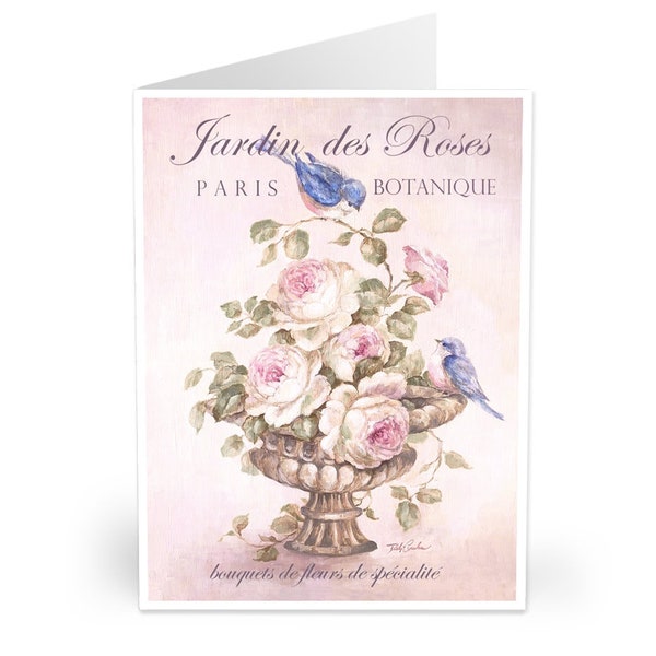 Shabby Chic Jardin des Roses Notecards Heavy Stock Original Debi Coules Art Set of 5