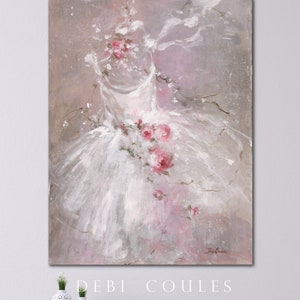 Shabby Chic Romantic Pink Roses Tutu Ballet Canvas Print by Debi Coules