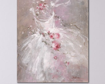 Shabby Chic Romantic Pink Roses Tutu Ballet Canvas Print by Debi Coules