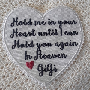 Heart Memory Patch: Customized Sew-Iron On Applique (5x5)