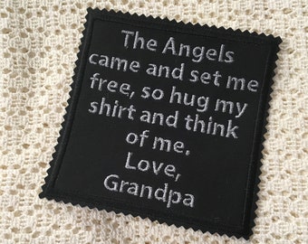 MEMORY PATCH-Memory Pillow Shirt Patch, The Angels Came And Set, Iron or Sew On, Customized Patch, Printed or Cursive Font, Multi Options
