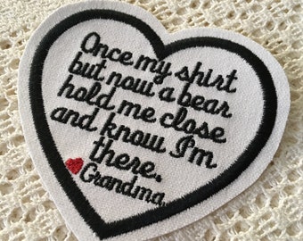MEMORY PILLOW or BEAR Patch 4&quot;, Once a Shirt, Memory Shirt Pillow Patch, Sew-Iron, Multi Color Options, Personalized, Memory Patch, Keepsake
