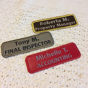 Custom Vinyl Name Patch: Rectangle Sew-On/Iron-On Work Badge (4.5"x1.5")