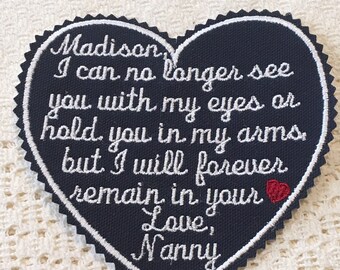 Custom Memory Patch: Heartfelt Memorial Gift, Personalized Keepsake (5x5)