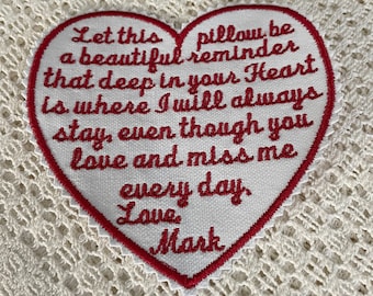 Personalized Memory Heart Patch: Sew-On Shirt Pillow Reminder (5x5)